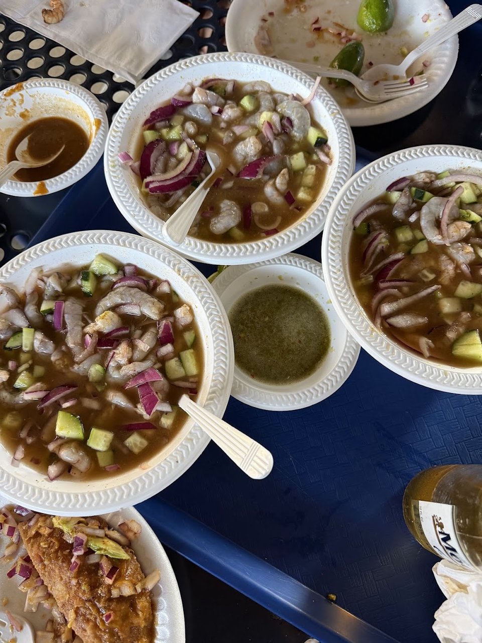 Printed menu with seafood categories and specials.